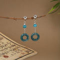Vintage Chinese Style Alloy Enamel Butterfly Wing Faux Pearl Beaded Long Tassel Clip On Hanfu Qipao Earrings view 4