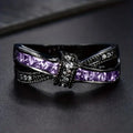 Sweet Cool Girl Black Purple Double Layer Ring For Women, Niche Personality Jewelry view 1