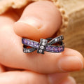 Sweet Cool Girl Black Purple Double Layer Ring For Women, Niche Personality Jewelry view 2