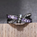 Sweet Cool Girl Black Purple Double Layer Ring For Women, Niche Personality Jewelry view 3
