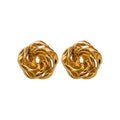 Silver Needle Twisted Metal Flower Stud Earrings For Women Vintage Light Luxury Fashion view 5