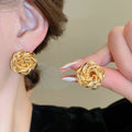 Silver Needle Twisted Metal Flower Stud Earrings For Women Vintage Light Luxury Fashion view 2