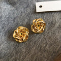 Silver Needle Twisted Metal Flower Stud Earrings For Women Vintage Light Luxury Fashion view 3