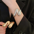 Adjustable Metal Open Cuff Bangle For Women, Minimalist Waterdrop Statement Jewelry view 1
