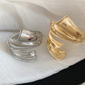 Vintage Alloy Wrinkled Ribbon Irregular Open Bangle Niche Statement Arm Cuff Jewelry view 3