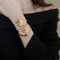 Vintage Alloy Wrinkled Ribbon Irregular Open Bangle Niche Statement Arm Cuff Jewelry view 2