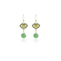 New Chinese Emerald Green Fan Bamboo Leaf Long Tassel Earrings, Silver Needle Qipao Ear Hooks view 5