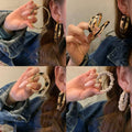 Vintage Leopard Print Faux Leather Geometric Hoop Earrings Chic Statement Jewelry For Women view 1