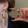 Vintage Leopard Print Faux Leather Geometric Hoop Earrings Chic Statement Jewelry For Women view 4