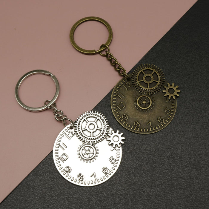 Zinc Alloy Gear Clock Keychain Steampunk Bag Charm Gift