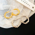 C-Shaped Rhinestone Pearl Alloy Hoop Earrings With Silver Posts For Women view 3