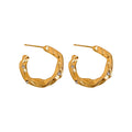 C-Shaped Rhinestone Pearl Alloy Hoop Earrings With Silver Posts For Women view 5