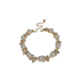 Elegant Rhinestone Flower Faux Pearl Earrings Bracelet Necklace Jewelry Set view 5