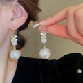 Elegant Rhinestone Flower Faux Pearl Earrings Bracelet Necklace Jewelry Set view 4