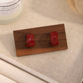 Elegant Red Enamel C-Shaped Curved Mini Stud Earrings For Women Sweet Minimalist Silver Needle Earrings view 4