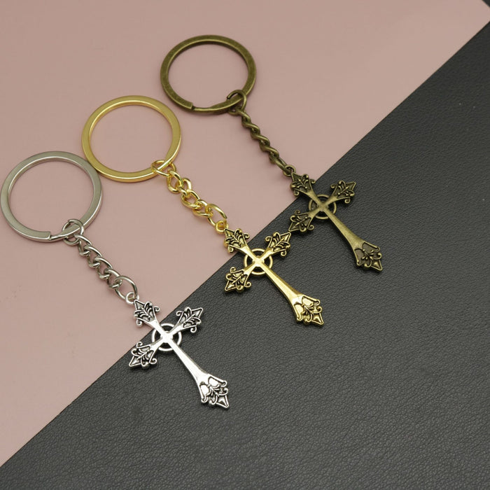 Metal Cross Keychain Key Ring Bag Charm Gift