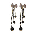 Glass Leopard Print Bow Long Tassel Drop Earrings Chic Maillard Light Luxury Jewelry view 5