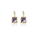 Vintage Luxury Purple Window Garden Enamel Alloy Pearl French Court Hoop Drop Statement Earrings view 5