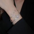 Sakura Pink Zircon Hollow Butterfly Flower Copper And Plastic Fairy Bangle view 3