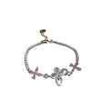 Sakura Pink Zircon Hollow Butterfly Flower Copper And Plastic Fairy Bangle view 5