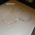 Sakura Pink Zircon Hollow Butterfly Flower Copper And Plastic Fairy Bangle view 4