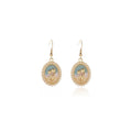 Vintage French Oil Painting Tulip Oval Enamel Faux Pearl Alloy Hook Clip Stud Elegant Women Earrings view 5