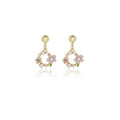 Elegant French Enamel Floral Wreath Pearl Gold Alloy Hook Stud Clip Sweet Princess Drop Earrings view 5