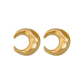 Gold Plated Metal Moon C Shape Stud Earrings With Silver Pins, Exaggerated Light Luxury Geometric Jewelry view 5
