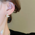 Real Gold Plated Copper Double Sided Heart Zircon Enamel Huggie Earrings For Women view 4