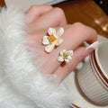 Gold Plated Copper Flower Petal Open Ring With Rhinestone Vintage Statement Design view 1