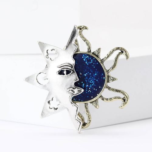 Alloy Enamel Half Sun Brooch Pin For Suits And Sweaters