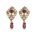 Vintage Court Style Alloy Stud Earrings With Rhinestone Heart Teardrop Flower Design view 5