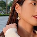 French Style Faux Pearl Zircon Inlaid Drop Earrings For Women, Trendy Elegant Dangle Jewelry view 3