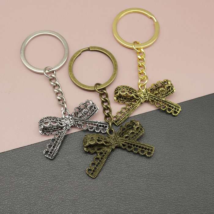 Metal Elegant Ribbon Bow Keychain Bag Charm Gift