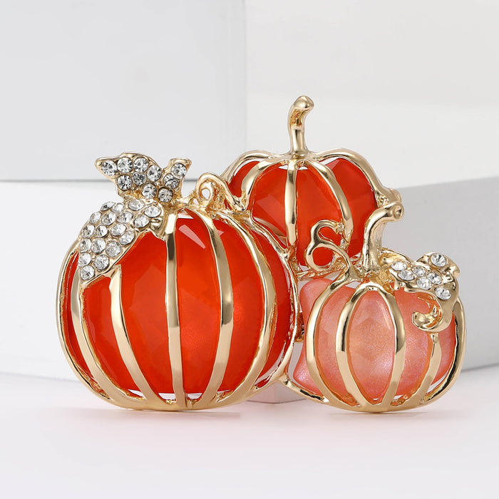 Alloy Enamel Three Pumpkin Brooch Pin For Sweaters And Suits