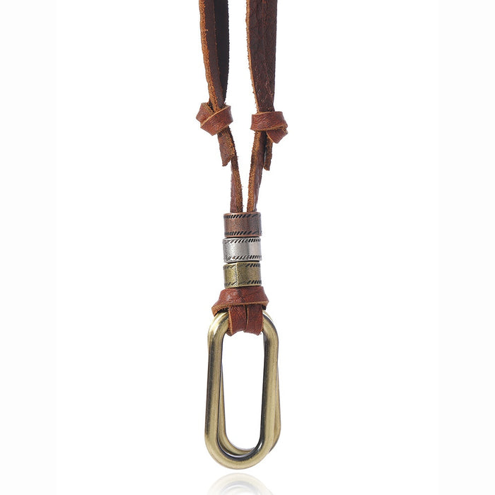 Adjustable Unisex Cowhide Leather Long Necklace Minimalist Creative Sweater Chain Fashion Accessory