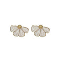 Alloy White Enamel Gradient Flower Stud Earrings French Minimalist OL Petal Design view 5