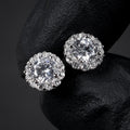 Round Zircon Stud Earrings Unisex Minimalist Fashion Jewelry For Daily Wear And Cross Border view 1