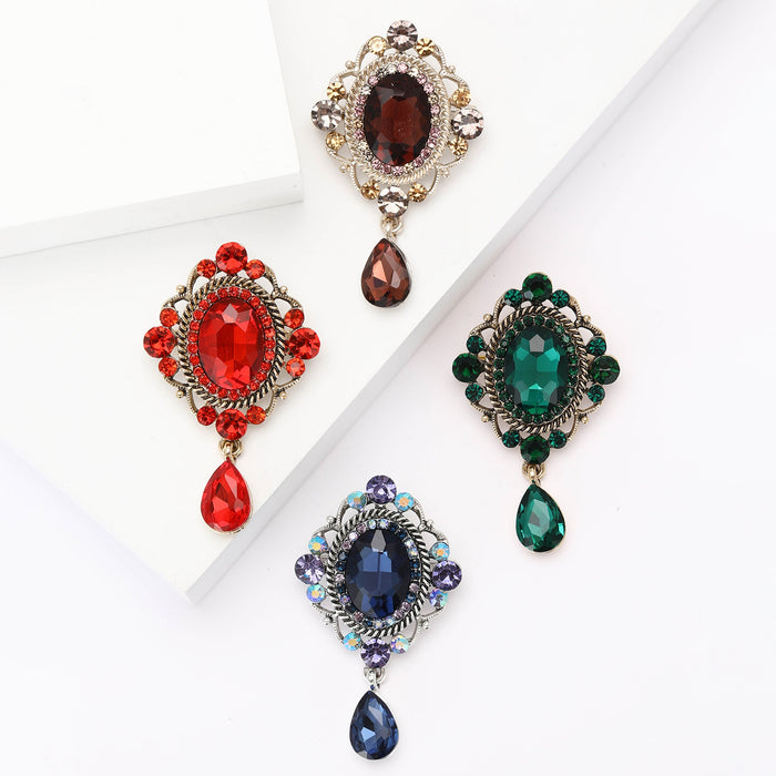 Metal Alloy Baroque Pendant Brooch For Vintage Women's Apparel