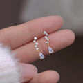Minimalist Delicate Drop Earrings For Women With Inlaid Zircon Gold Tone Daily Jewelry view 1