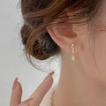 Minimalist Delicate Drop Earrings For Women With Inlaid Zircon Gold Tone Daily Jewelry view 3