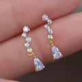 Minimalist Delicate Drop Earrings For Women With Inlaid Zircon Gold Tone Daily Jewelry view 2