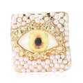 Alloy Square Pearl Evil Eye Brooch Pin For Unisex Apparel view 5