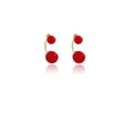 Vintage French Two Way Cherry Red Acrylic Bead Gold Alloy Hoop Studs Light Luxury Women's Earrings view 5
