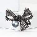 Alloy Rhinestone Bow Brooch Pin For Women's Clothing Accessories – Black view 2