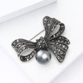 Alloy Rhinestone Bow Brooch Pin For Women's Clothing Accessories – Black view 3