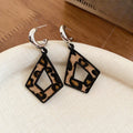 Faux Leather Leopard Print Geometric Stud Earrings For Women Maillard Office Fashion Jewelry view 4
