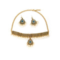 Vintage Bohemian Alloy Rhinestone Blue Crystal Teardrop Pearl Tassel Ethnic Chandelier Earrings view 5
