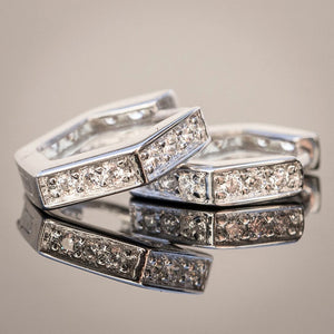 Simple Hexagon Zircon Hoop Earrings For Women, Geometric Daily Fashion Jewelry Accessory