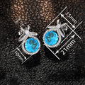 European American Geometric Bow Drop Earrings For Women With Blue Zircon Stone Fashion Jewelry view 4